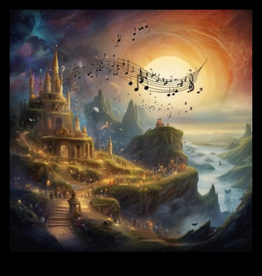 הרמוניה של נוף גן עדן: תווים מוזיקליים מהדהדים בשתיקה של החלל החיצון